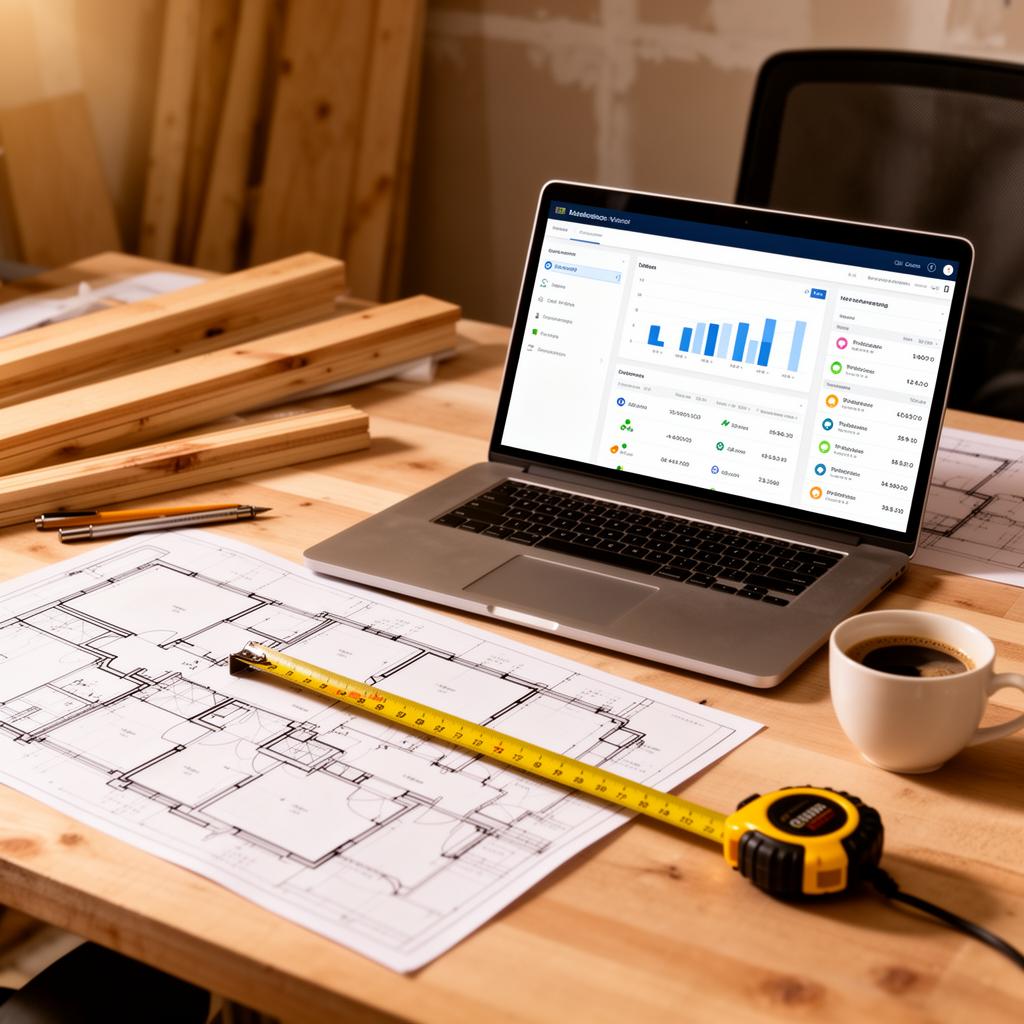 Remodeling marketing dashboard with plans and measuring tape